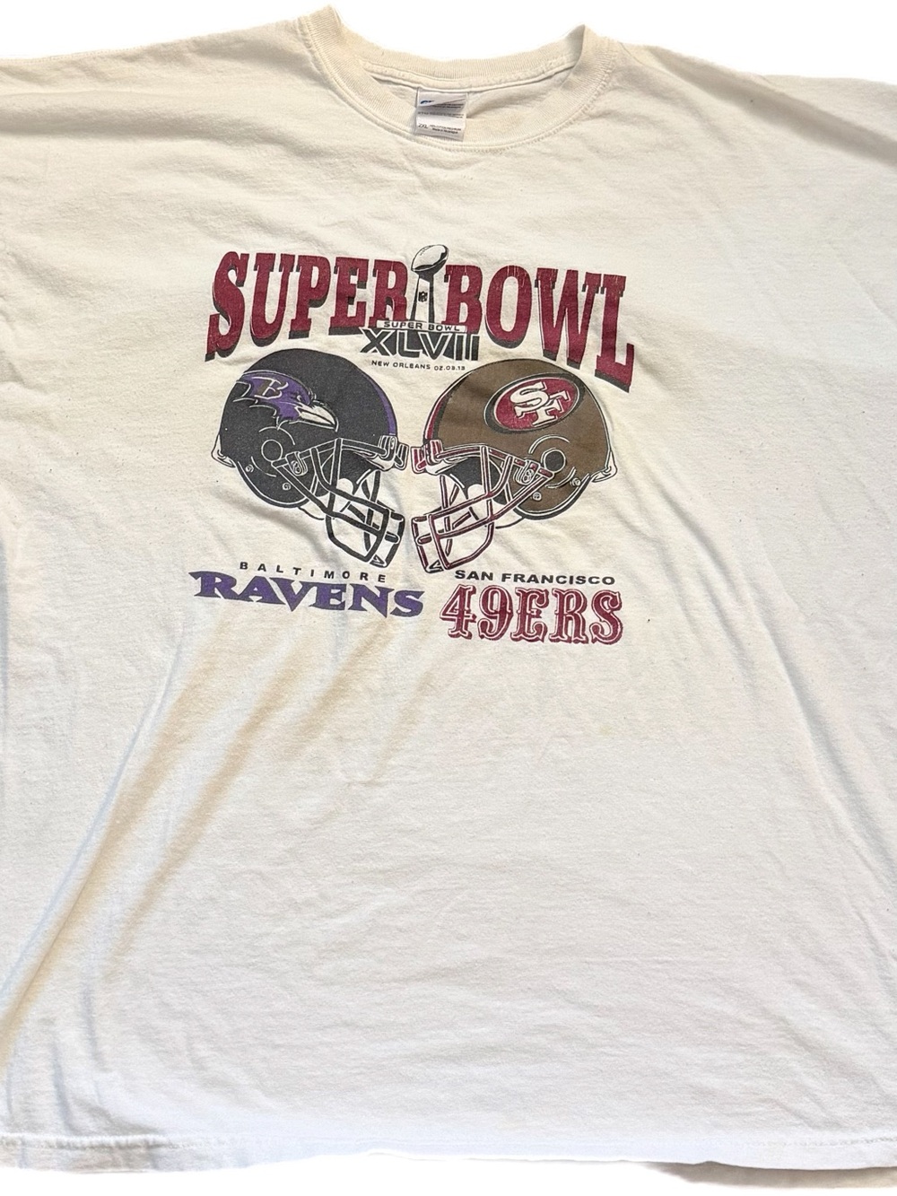 White Super Bowl Graphic Tee - Baltimore Ravens vs 49ers